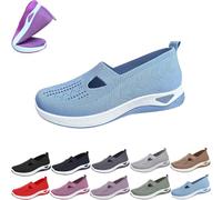 Orthopedic Slip-on Sneakers for Women Wide Width 2026 Soft Sole with Arch Support, Mesh Breathable Upper, Cushion Comfort Wedge Design Knit Sneaker (Sky Blue,36)