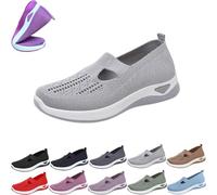 Orthopedic Slip-on Sneakers for Women Wide Width 2026 Soft Sole with Arch Support, Mesh Breathable Upper, Cushion Comfort Wedge Design Knit Sneaker (Gray,38)