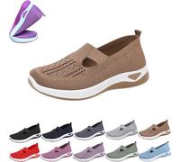 Orthopedic Slip-on Sneakers for Women Wide Width 2026 Soft Sole with Arch Support, Mesh Breathable Upper, Cushion Comfort Wedge Design Knit Sneaker (Brown,37)