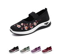 Orthopedic Walking Shoes for Women 2025 Womens Woven Shoe Orthotic Breathable Lightweight Sneaker Non-Slip Arch Support Slip Shoes (Black,38)