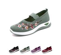 Orthopedic Walking Shoes for Women 2025 Womens Woven Shoe Orthotic Breathable Lightweight Sneaker Non-Slip Arch Support Slip Shoes (Green,41)