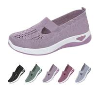 Orthopedic Walking Shoes for Women Orthopedic Breathable Soft Sneaker Slip on Arch Support Non-Slip Comfortable Bulky Sports Shoes (Light Purple,43)