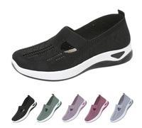 Orthopedic Walking Shoes for Women Orthopedic Breathable Soft Sneaker Slip on Arch Support Non-Slip Comfortable Bulky Sports Shoes (Black,41)