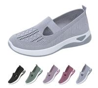 Orthopedic Walking Shoes for Women Orthopedic Breathable Soft Sneaker Slip on Arch Support Non-Slip Comfortable Bulky Sports Shoes (Grey,43)