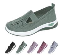 Orthopedic Walking Shoes for Women Orthopedic Breathable Soft Sneaker Slip on Arch Support Non-Slip Comfortable Bulky Sports Shoes (Green,37)