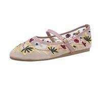 OrthopéDiques Femme Shoes DéContractéEs Ballerines Femmes Confortable Cuir Shoes en brodées de Fleurs rétro d'automne pour Femmes, de Ballet Plates Respirantes à la Mode(Beige, 40/250)