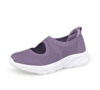 OrthopéDiques Femme Shoes DéContractéEs Shoes décontractées Femme Design Maman tricotées à Bout Peu Profond avec Semelle Souple et antidérapante Confort Quotidien Plates(Purple, 37)
