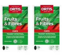 ORTIS Fruits & Fibres FORTE Transit Intestinal - Action RAPIDE 8h - Complément Alimentaire 24 Comprimés - Lot de 2 Boites(2)