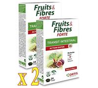 ORTIS Fruits & Fibres FORTE Transit Intestinal - Action RAPIDE 8h - Complément Alimentaire 24 Comprimés - Lot de 2 Boites(2)