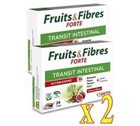 ORTIS Fruits & Fibres FORTE Transit Intestinal - Action RAPIDE 8h - Complément Alimentaire 24 Cubes - Lot de 2 Boites(2c)