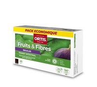 Ortis - Fruits & Fibres Regular Pack Economique 45 Cubes - Complément Alimentaire pour Favoriser le Transit Intestinal - Paresse Intestinale Régulière - 100% Naturel à base de Rhubarbe