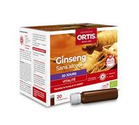 Ortis - Ginseng Bio 20 Fioles - Complément Alimentaire pour Retrouver la Vitalité et Tonifier l'Organisme - Energie Durable en cas de Fatigue - 100% Naturel à base de Ginseng