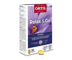 Ortis - Relax & Go 30 Comprimés - Complément Alimentaire pour Résister au Stress et Lutter Contre la Fatigue - Maintient la Bonne Humeur et la Vitalité - 100% Naturel à base de Safran et Ginseng