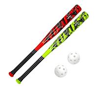 Ortiz34 Graffiti Lot de 2 battes en Plastique et Deux balles Homerun - Ensemble de Baseball David Ortiz pour Jeunes, Enfants, Adolescents, Adultes, Rouge/Volt