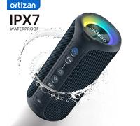 Ortizan-Enceinte Bluetooth 5.3 portable, haut-parleur sans fil, basses améliorées, étanche IP7, 30 heures d'autonomie, idéal pour la douche ou l'extérieur, 40W 2 Pack Blue
