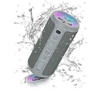 Ortizan Enceinte Bluetooth Portable sans Fils.lumière LED, IPX7 Lecture 30H, Volume Plus Fort et Basses améliorées,Durable pour Les Voyages, l'extérieur… (Grey)
