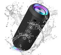 Ortizan Enceinte Portable Bluetooth 5.3 sans Fil avec Bass Puissantes, Étanche IPX7, Subwoofer à 360 Degrés, Autonomie 30 hrs, Double Appairage Stéréo, Lumière LED