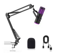 Ortizan Microphone de Jeu USB, Microphones à condensateur pour PC, PS4/5 et Mac, Microphone Podcast avec Suppression du Bruit, Microphone avec sourdine, réverbération, Surveillance, Bras réglable