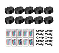 Orton Lot de 10 veilleuses LED 3D + télécommande + câble USB, 16 couleurs de lumière, présentoir pour acrylique noir