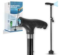 OrtoPrime Canne de Marche Pliante pour Seniors avec Lumière LED - Canne Réglable et Extensible pour Hommes et Femmes - Canne Orthopédique Légère pour la Marche