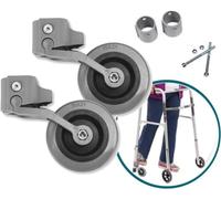 OrtoPrime Kit x2 roulettes pour personnes âgées - Roues arrière adaptables aux marcheurs adultes - douilles compatibles tube de 30 mm 25 mm et 22 mm - Frein à charge par pression et installation