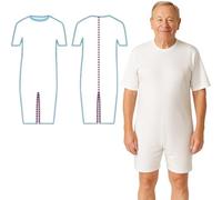 OrtoPrime Pyjama anti-couches, double fermeture éclair, unisexe, gériatrique, manches courtes, pour hôpital homme, marque espagnole, blanc, M