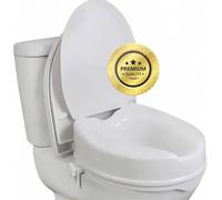OrtoPrime Rehausseur WC Adult 15 cm avec Couvercle - Rehausseur Toilette Universel pour Seniors - Rehausseur de WC pour Adulte et Personnes Âgées - Siège Toilette Handicapé Ergonomique