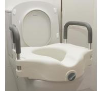 OrtoPrime Rehausseur WC Adulte avec Accoudoirs Rembourrés - Rehausseur de Toilette 12 cm - Siège WC Handicapé avec Sécurité - Rehausseur WC Personnes Âgées Ortopédique