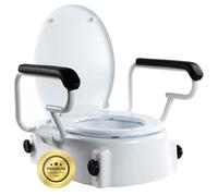 Rehausseur WC Adulte Inclinable avec Accoudoirs Levants - Hauteur Réglable 5 10 et 15 Centimètre - Siege Toilette avec Abattant WC - Réhausseur WC Adulte Portable