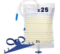 OrtoPrime Sacs de Drainage Urinaire 2 Litres PACK 25 UNITS Válvula Antiréflectante Sacs Urinaires Homme et Femme Poches de Drainage Urine Sonda Urinaire Médical Homme Tube 120cm