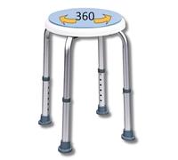 OrtoPrime Tabouret de Douche Rond Pivotant Confort - Tabouret de Douche Antidérapant Réglable en Hauteur - Chaise de Douche pour Personnes Âgées - Montage sans Outils