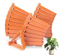 Ortusium Lot de 24 pieds de pot de fleurs, invisibles et empilables pour pots de fleurs lourds d'extérieur, rehausseurs respirants et support pour intérieur et extérieur (orange)