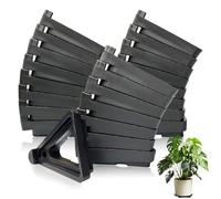 Ortusium Lot de 24 pieds de pot de fleurs, invisibles et empilables pour pots de fleurs lourds, rehausseurs respirants et support pour intérieur et extérieur (noir)