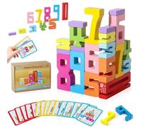 Ortviai Blocs de construction en bois, blocs numériques en bois, puzzle numérique 3D blocs, 1 à 10 blocs de chiffres en bois à équilibrer, jeu de jouets Montessori à partir de 3 ans