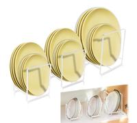 Ortviai Lot 3 Support Assiette Métal Rangement Placard Poignée Assiettes Couvercles Casserole (White)