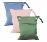 Ortviai Lot de 3 sacs de natation réutilisables avec deux poches, sac humide lavable pour bébé, natation, voyage, gym, plage, bleu, Poche nasale pour équipement de natation