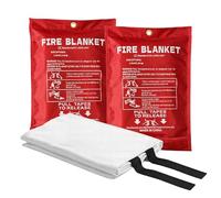 Oruiiju Lot de 2 Couverture Anti Feu Incendie,1x1 Mètre couvertures Anti-feu en Fibre de Verre d'urgence pour Les Gens, Réutilisable Applicable à Cuisine, Barbecue, Voiture, Camping