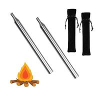 Oruiiju Outils de feu de sarbacane en Acier Inoxydable 2 pièces - Tuyau de feu télescopique pour Le Camping en Plein air, la randonnée, Le Barbecue et la Survie en Plein air