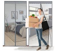 Orumrud Moustiquaire Porte Magnétique, 60x200 cm Fermeture Automatique Rideau Moustiquaire Avec Sangles de Rangement Anti Moustique Mouche Porte Rideau Laisser entrer l'air frais pour Patio, Gris