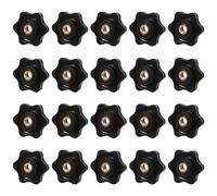 Oruola 20 Pack Bouton de Serrage à Filetage Moleté,Ecrou Étoile,Moleté ID 6mm,1/4 20 Étoile Tête Écrous De Serrage Bouton,Plastique Noir en Forme d'Étoile Tête Bouton pour les Mécaniques,Équipements