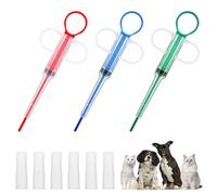 Oruola 3 Pièces Lance Pilule Chat,Pet Pill Dispenser,Seringue pour Animaux de Compagnie,Animaux Médecine Distributeur avec 6 Embouts Souples,Réutilisable,pour Chats Chiens