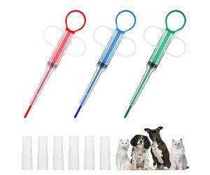 Oruola 3 Pièces Lance Pilule Chat,Pet Pill Dispenser,Seringue pour Animaux de Compagnie,Animaux Médecine Distributeur avec 6 Embouts Souples,Réutilisable,pour Chats Chiens