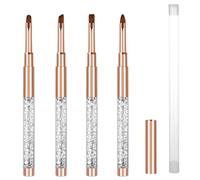 Oruola 4 pcs. Pinceau pour détails d'ongles, plat/ovale/fin angle/peinture gel pinceau d'ongles pour l'art d'ongle design peinture DIY, poignée en strass pinceau pointe française pour