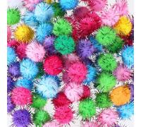 Oruola Lot de 100 Pompons Multicolores en Vrac,Pompons à Paillettes Assorties,Petites Boules de Pompons colorées,DIY Mini Pompons Pailleté pour Travaux Manuels,loisirs créatifs,décorations