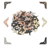 Oruola Lot de 120 protections d'angle en métal pour livres, 6 couleurs, coins de livre, protection décorative pour scrapbooking, album photo, cahier, menus, classeur