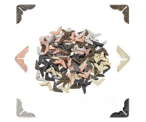 Oruola Lot de 120 protections d'angle en métal pour livres, 6 couleurs, coins de livre, protection décorative pour scrapbooking, album photo, cahier, menus, classeur