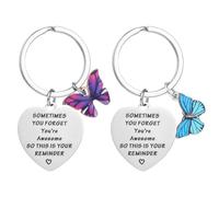 oruola Lot de 2 porte-clés inspirants pour femme, pour la fête des mères, un anniversaire, Noël, « Sometimes You Forget You're Awesome », petits cadeaux pour fille, Violet, bleu