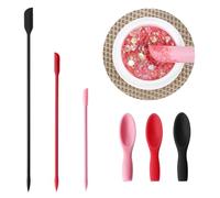Oruola Lot de 3 spatules cosmétiques pour crème, spatule cosmétique, petite spatule réutilisable, en silicone, spatules multicolores pour le visage, bâtonnets mélangeurs à double tête