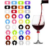 oruola Lot de 36 marqueurs de verre en silicone pour verre de fête, verre à champagne, verre à cocktail, verre à martini, porte-sachets de thé