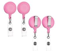 Oruola Lot de 4 porte-badges Jojo - Porte-clés extensible - Rose - Porte-clés rétractable - Extensible jusqu'à 76 cm - Clé de badges - Permis de travail